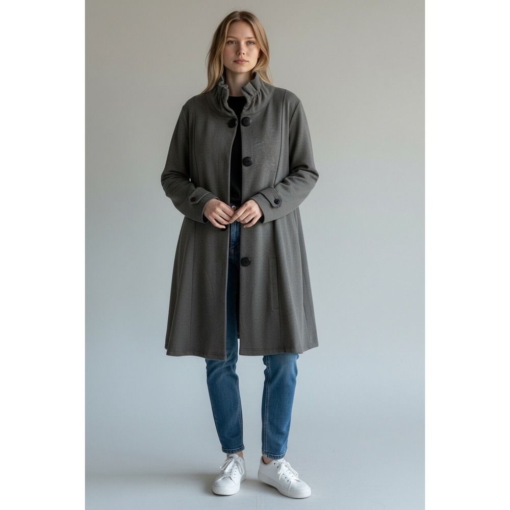 Soft Surroundings Jacket Womens‎ Small Gray Toggle Button Cotton Modal Knit